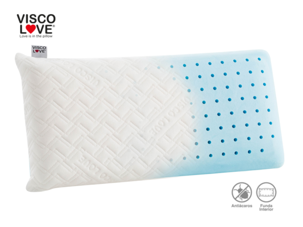 Almohada Viscoelástica Gel Suave microperforada, la formulación exclusiva de este núcleo aporta a esta almohada unas propiedades únicas por su suavidad extrema y firmeza blanda.